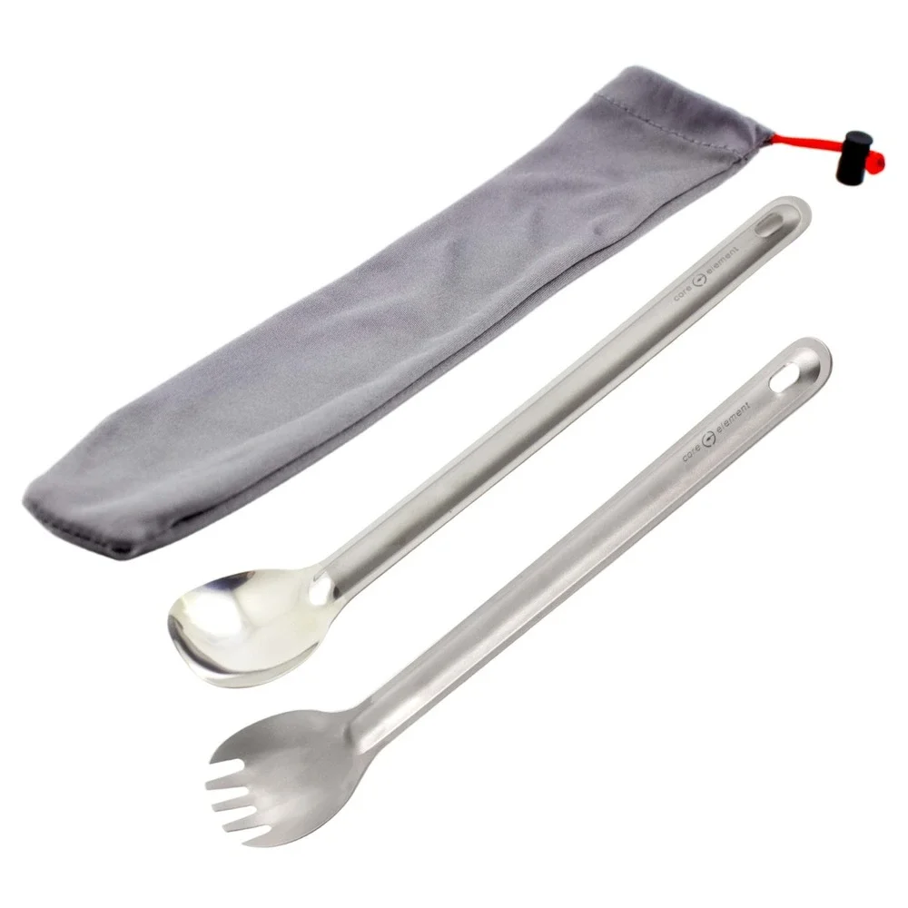 Bundle of Titanium Cookware Ultralight 25oz 750ml‎ Cup Mug Long Spoon Spork